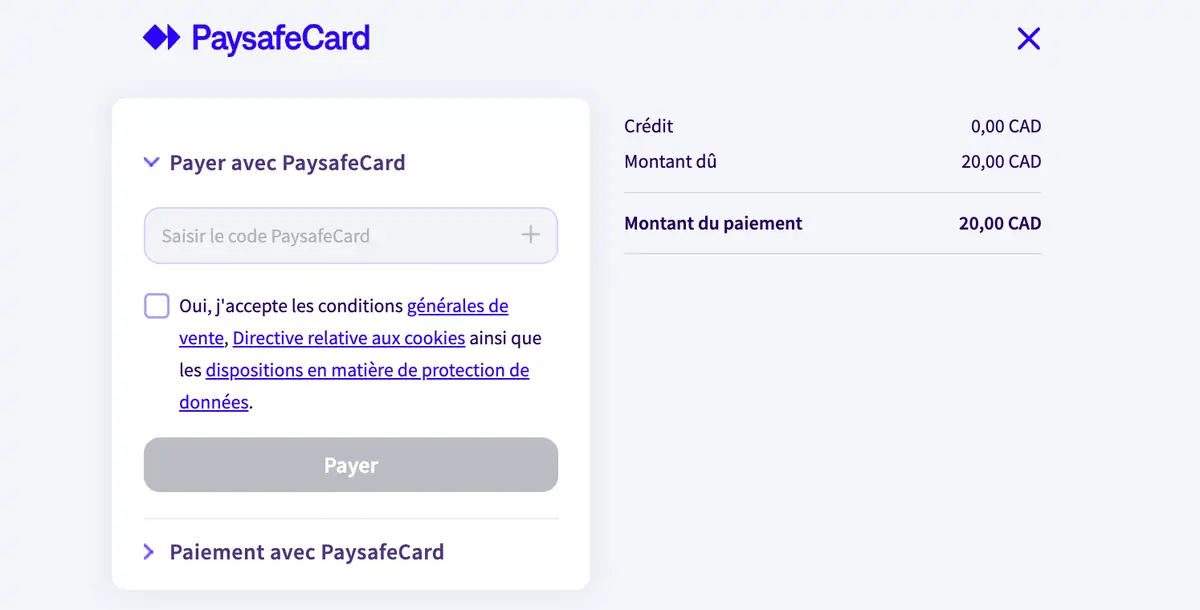 Casino en ligne PaysafeCard