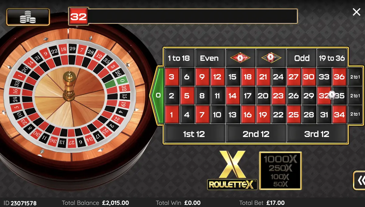 Le jeu Roulette X au Canada Roulette X